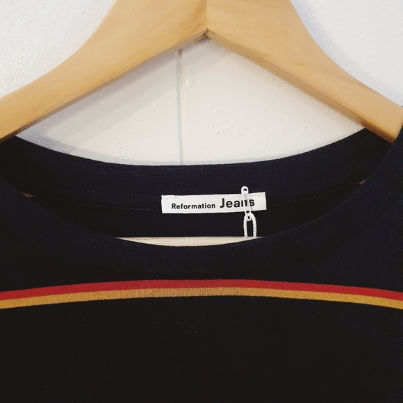 NWT Reformation Chloe Cropped Long Sleeve Tee | Striped | Size L - Picture 4 of 9